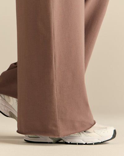 Cotton Contour Fold Over Straight Leg Pants | Mocha