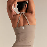 Essential Built-In Bra Midi Tank | Taupe Grey
