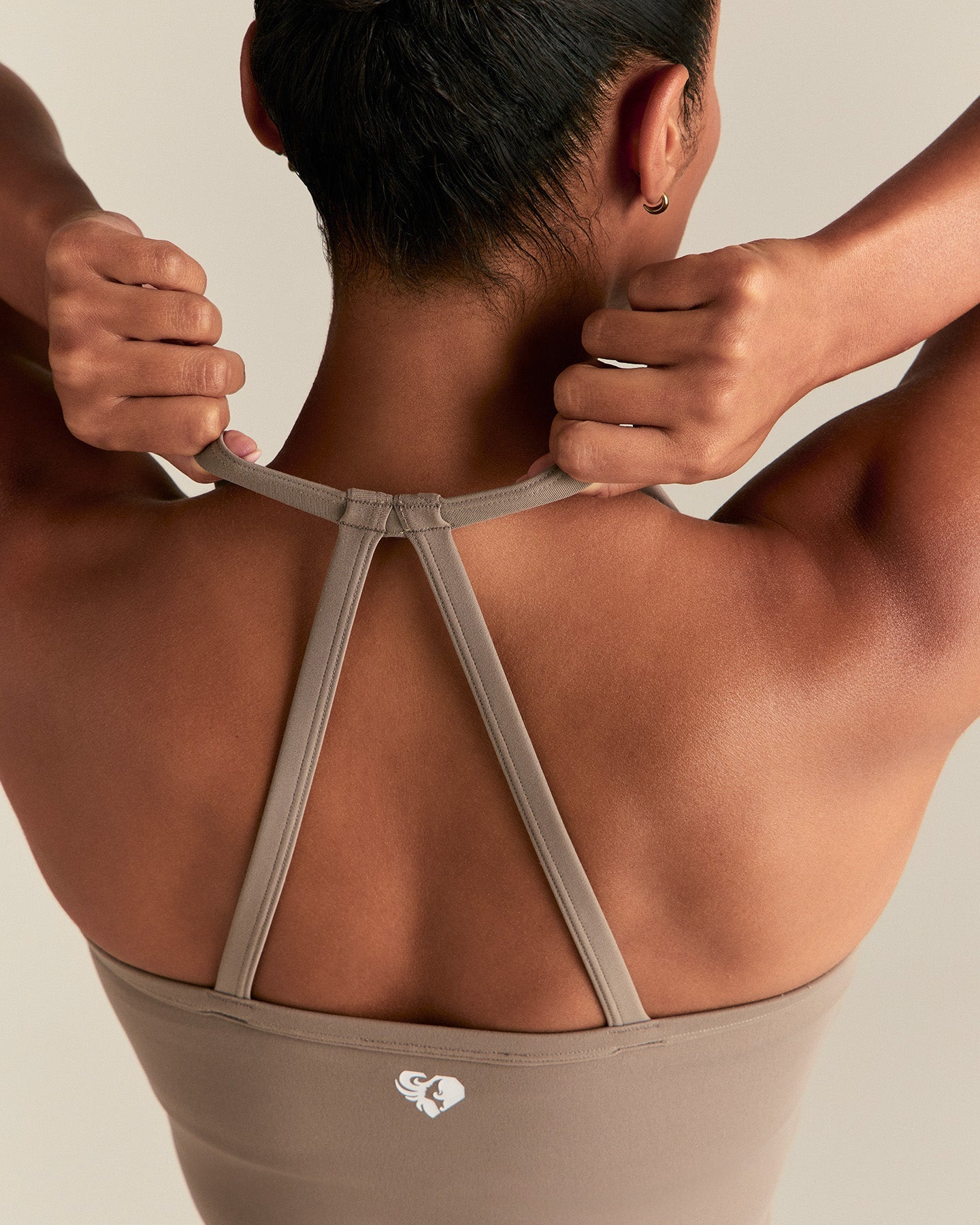 Essential Built-In Bra Crop Tank Top | Taupe Grey