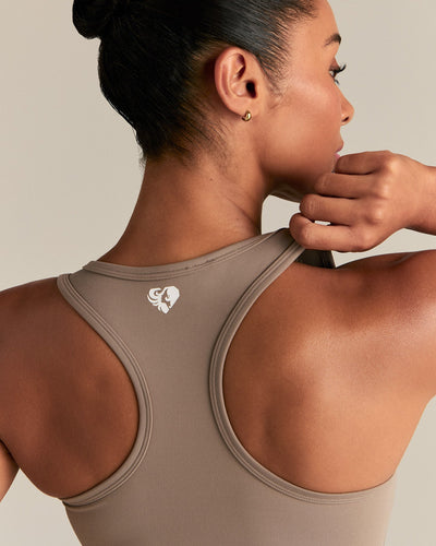 Essential Crop Tank Top | Taupe Grey