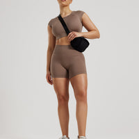 Motion Seamless Open Back Short Sleeve Crop Top | Caribou