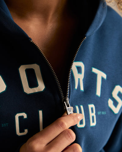 Comfort Cropped Sports Club Hoodie | True Navy