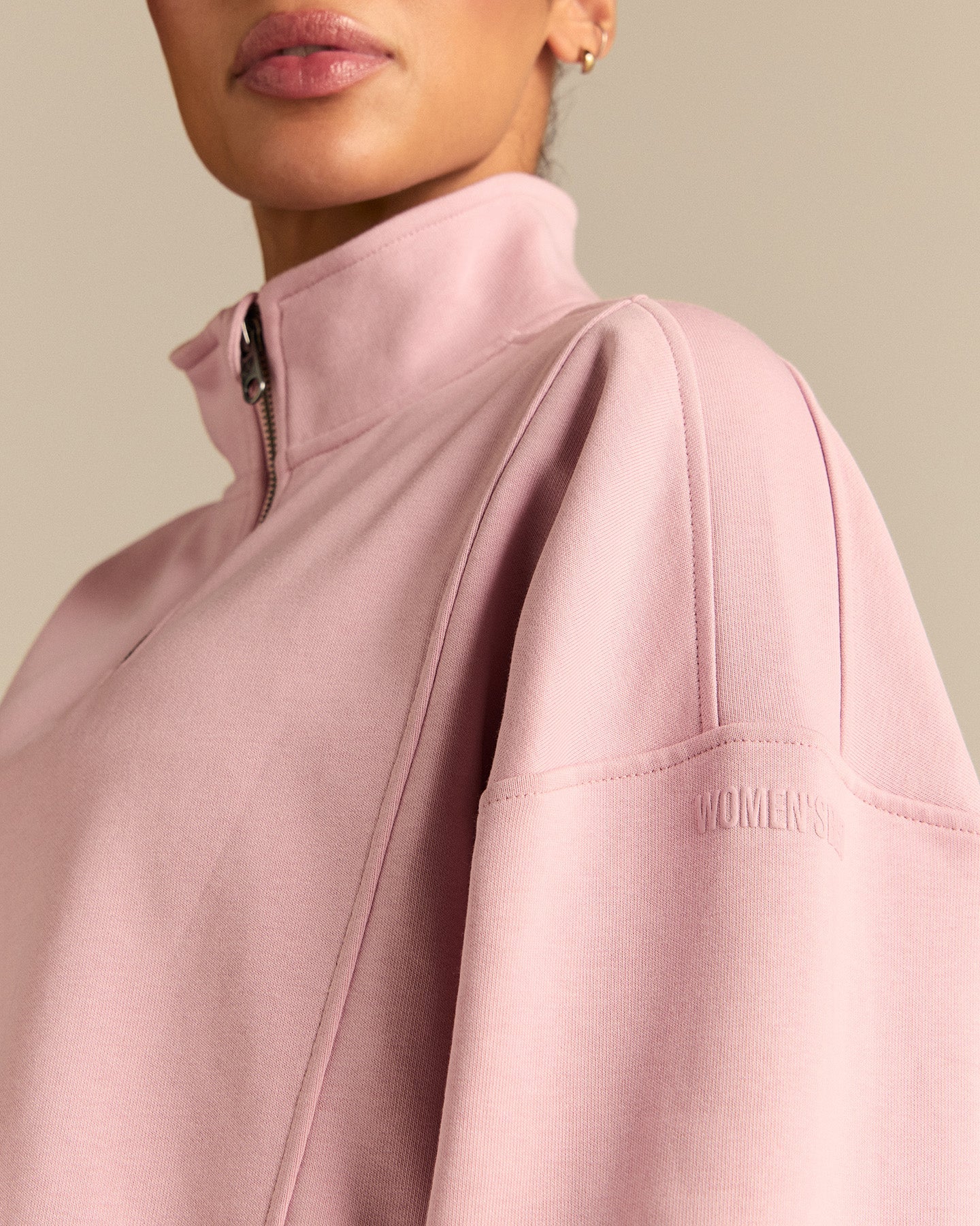 Comfort Lightweight Half Zip Draw Hem Sweat | Sweet Pink