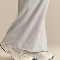 Cotton Contour Fold Over Straight Leg Pants | Grey Marl