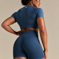 Power Seamless Short Sleeve Crop Top | Blueberry
