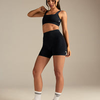 Power Seamless Open Back Mini Bra | Washed Black