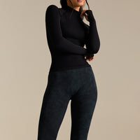 Power Seamless Mock Neck Long Sleeve Top | Black