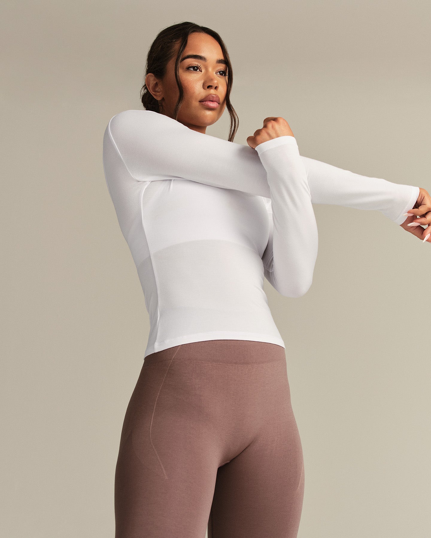 Smooth Contour Long Sleeve Reversible T-Shirt | White