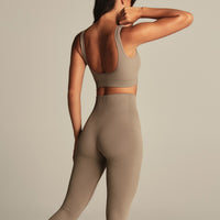 Power Seamless Open Back Mini Bra | Taupe Grey