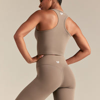 Essential Crop Tank Top | Taupe Grey