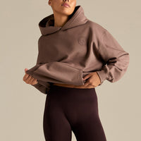 Comfort Oversized Health Club Graphic Hoodie | Mocha