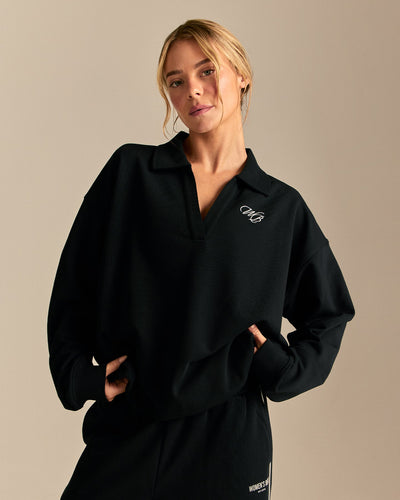 Comfort Lightweight Henley Sweat | Black (1/6)