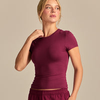 Smooth Contour Midi Short Sleeve T-Shirt | Deep Berry (1/6)