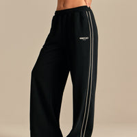 Comfort Mid Waist Contrast Straight Leg Joggers | Black (1/6)