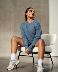 Comfort Cropped Crew Neck | Smoke Blue