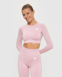 Move Seamless Long Sleeve Crop Top | Light Pink Marl