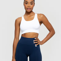 White Seamless Sports Bra with Removable Padding | Women's Best UK