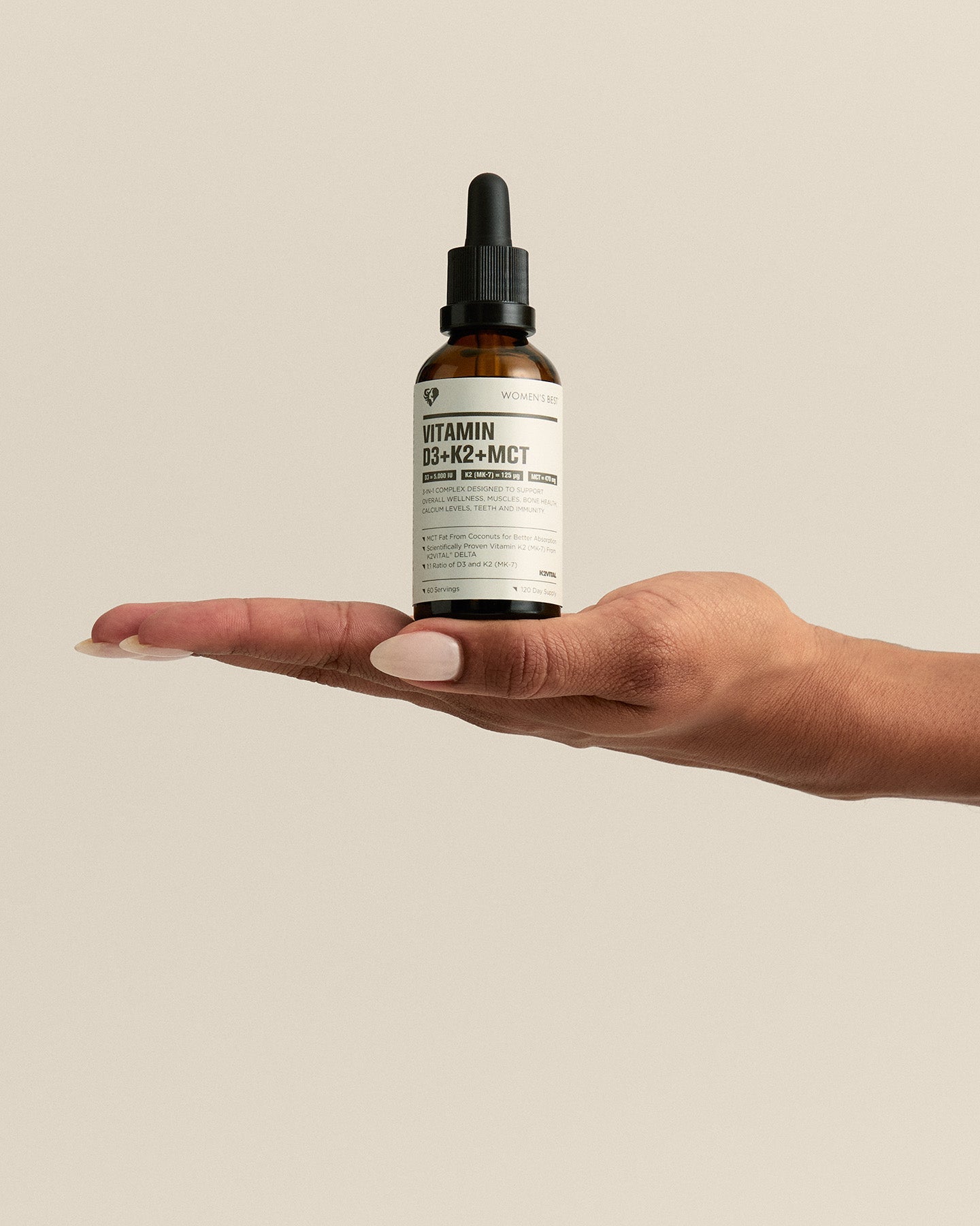 Vitamin D3 + K2 + MCT Liquid Drops (5,000IU)