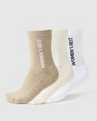 Crew Socks (3PK) | Off-White Marl/Buff Marl/White