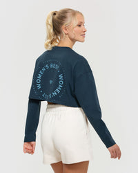 Comfort Oversized Cropped Long Sleeve T-Shirt | Sapphire Blue