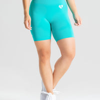 Power Seamless Cycling Shorts | Ceramic Turquoise