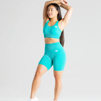 Power Seamless Cycling Shorts | Ceramic Turquoise