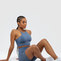 Define Seamless High Neck Bra | Smoke Blue