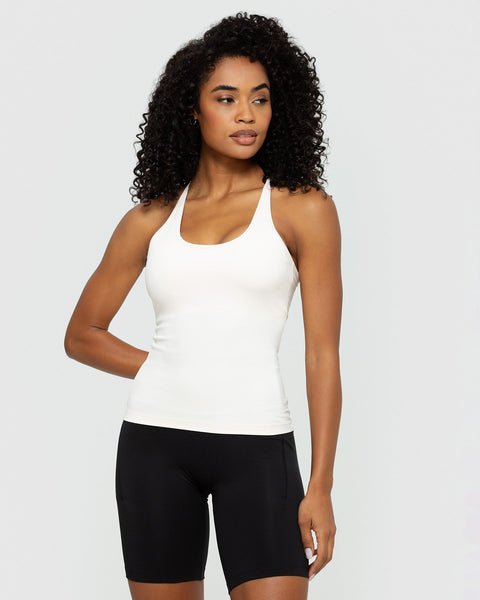 Sports Tank Top with Built-In-Bra - Off White | Women's Best UK