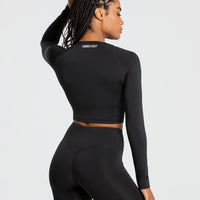 Essential Long Sleeve Crop Top | Black