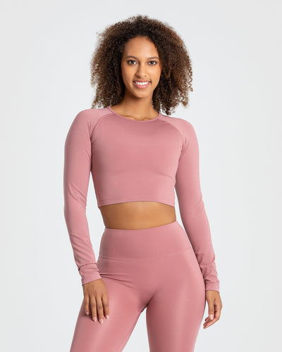Essential Long Sleeve Crop Top | Dusty Pink