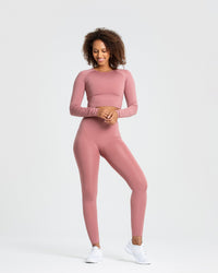 Essential Long Sleeve Crop Top | Dusty Pink