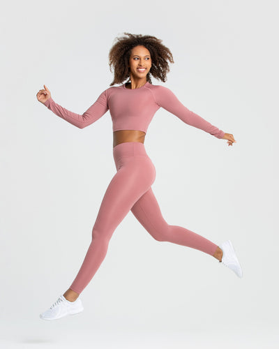Essential Long Sleeve Crop Top Dusty Pink Women's Best