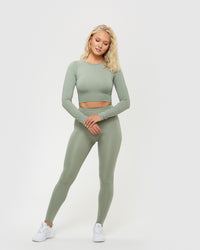 Essential Long Sleeve Crop Top | Olive