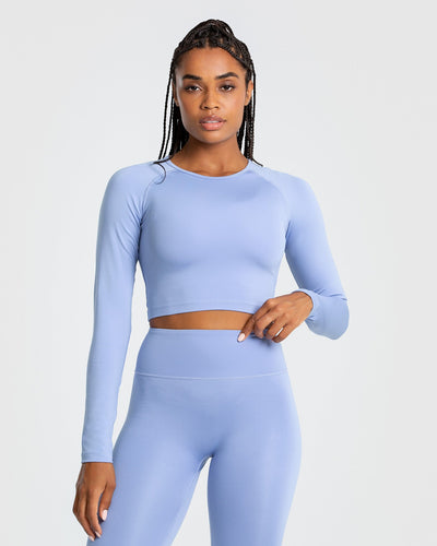 Essential Long Sleeve Crop Top | Powder Blue