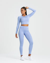 Essential Long Sleeve Crop Top | Powder Blue