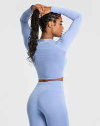 Essential Long Sleeve Crop Top | Powder Blue