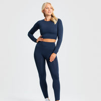 Essential Long Sleeve Crop Top | Sapphire Blue