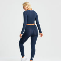 Essential Long Sleeve Crop Top | Sapphire Blue