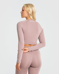 Essential Long Sleeve Crop Top | Taupe