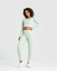 Essential Long Sleeve Crop Top | Tea Green