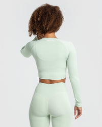 Essential Long Sleeve Crop Top | Tea Green