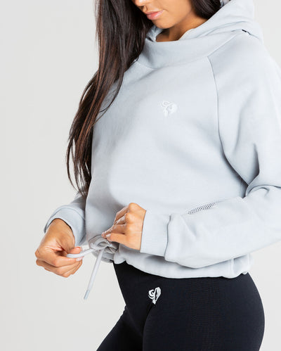 True Mesh Cropped Hoodie Grey - Main Image