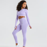 Power Seamless Long Sleeve Crop Top | Lilac
