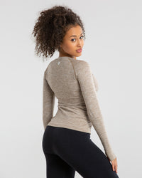 Move Seamless Long Sleeve Top | Brown Grey Marl