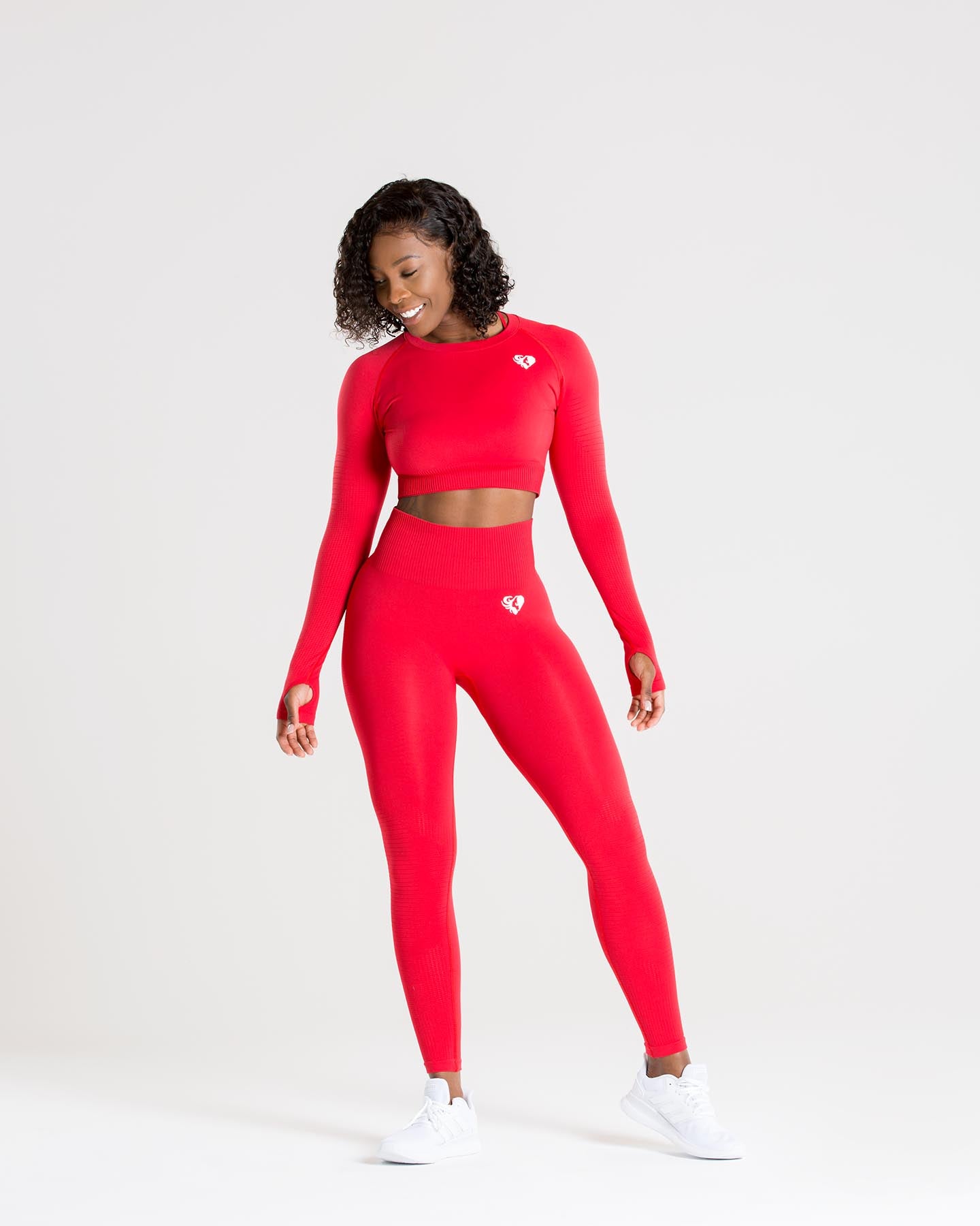 Power Seamless Long Sleeve Crop Top | Red
