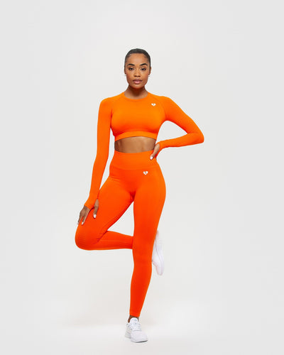 Power Seamless Long Sleeve Crop Top Beacon Orange