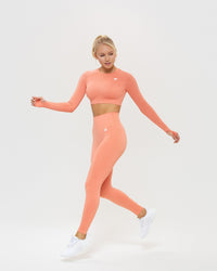 Power Seamless Long Sleeve Crop Top | Peach Sand