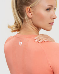 Power Seamless Long Sleeve Crop Top | Peach Sand