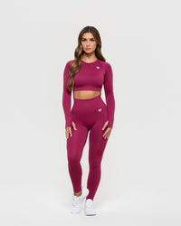 Power Seamless Long Sleeve Crop Top | Raspberry