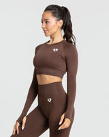 Power Seamless Long Sleeve Crop Top - Bleached Aqua